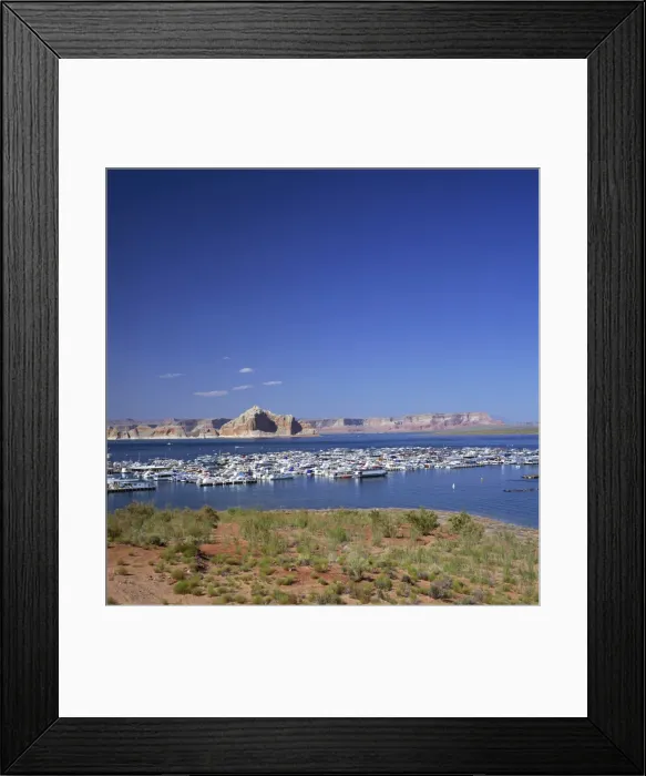Framed Print : Boats for recreation moored on Lake Powell Framed Print : Boats for recreation moored on Lake Powell