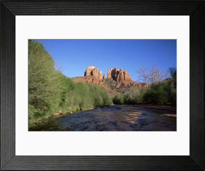 Framed Print : Cathedral Rock towering above Oak Creek