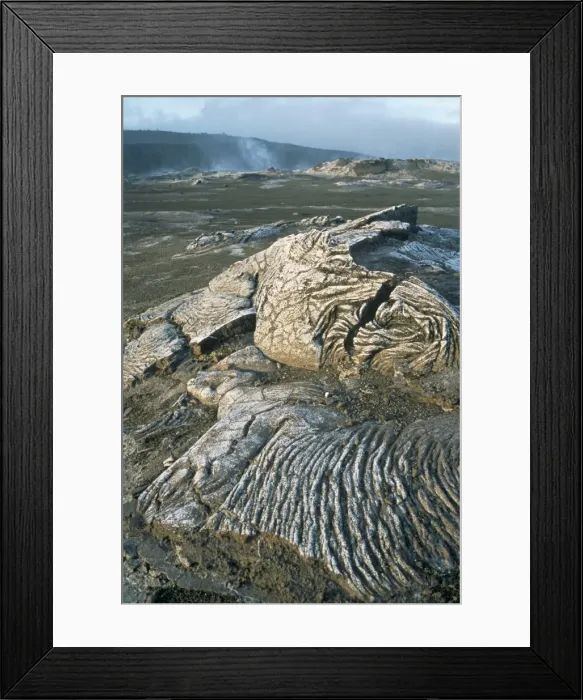 Framed Print : Kilauea volcano crater showing solidified ropy lava called pahoehoe Framed Print : Kilauea volcano crater showing solidified ropy lava called pahoehoe