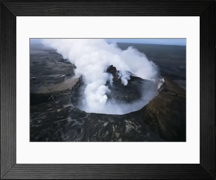 Framed Print : View of active volcano from helicopter Framed Print : View of active volcano from helicopter