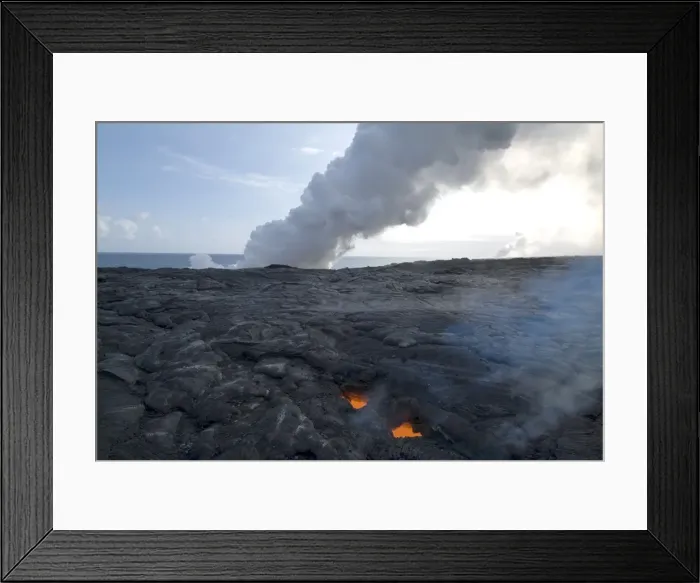 Framed Print : Skylight, view through cooled lava to molten lava below Framed Print : Skylight, view through cooled lava to molten lava below