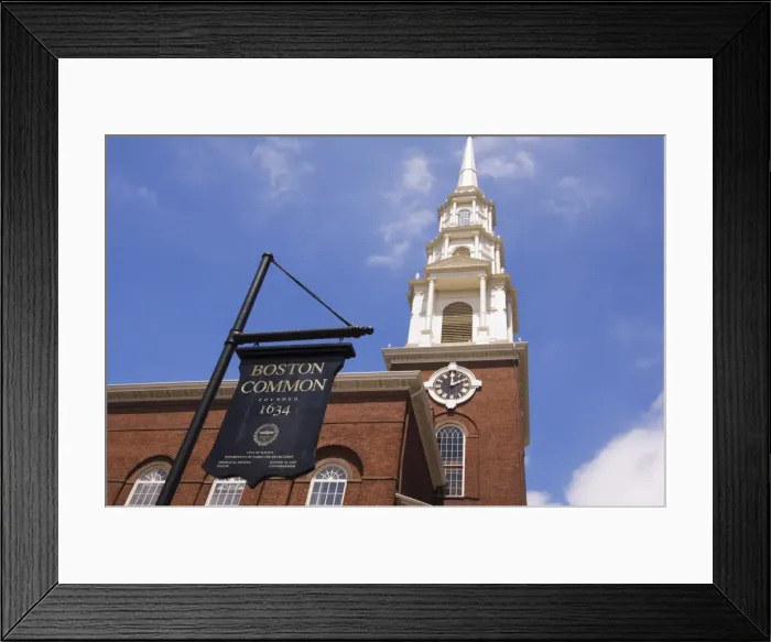 Framed Print : Park Street Church and Boston Common sign Framed Print : Park Street Church and Boston Common sign