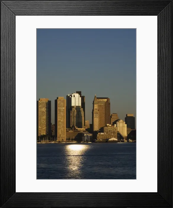 Framed Print : City skyline across Boston Harbor at dawn Framed Print : City skyline across Boston Harbor at dawn