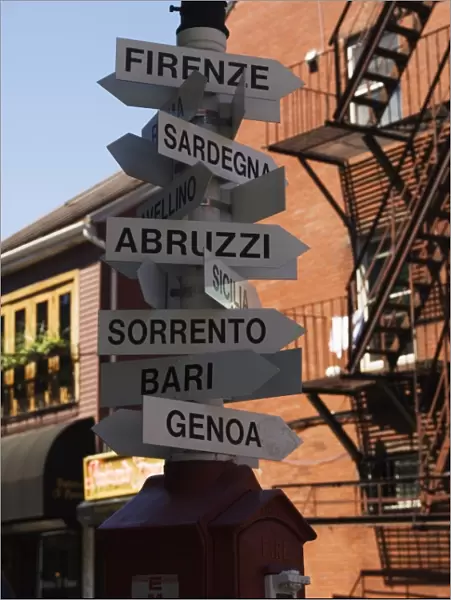 Signpost to Italian cities