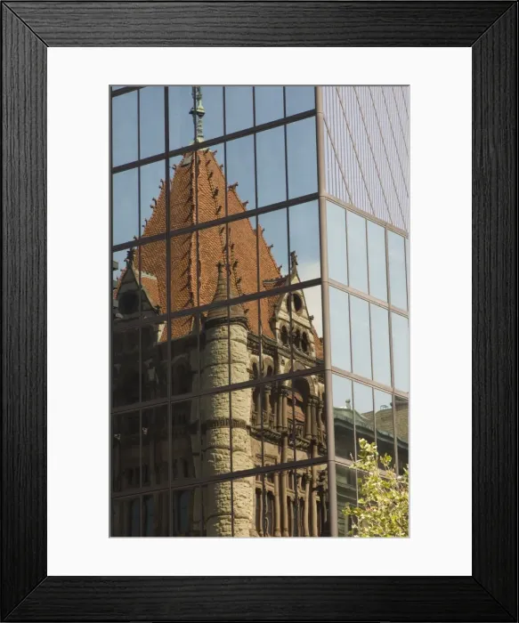 Framed Print : Trinity Church reflected in the glass windows of the Hancock Tower Framed Print : Trinity Church reflected in the glass windows of the Hancock Tower