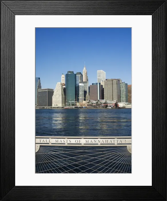 Framed Print : Manhattan skyline and the East River from the Fulton Ferry Landing Framed Print : Manhattan skyline and the East River from the Fulton Ferry Landing