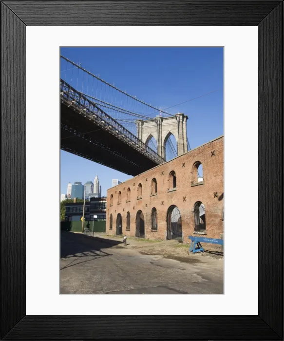 Framed Print : Derelict warehouses under Brooklyn Bridge Framed Print : Derelict warehouses under Brooklyn Bridge