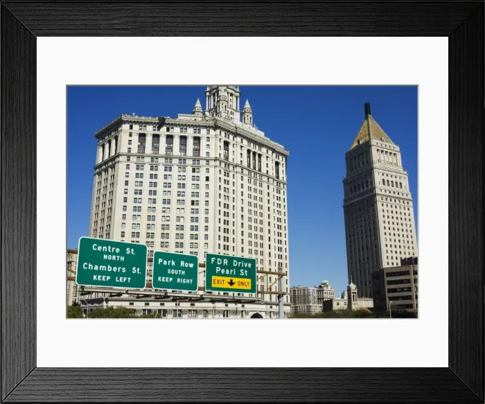 Framed Print : Road signs on the Manhattan side of Brooklyn Bridge Framed Print : Road signs on the Manhattan side of Brooklyn Bridge