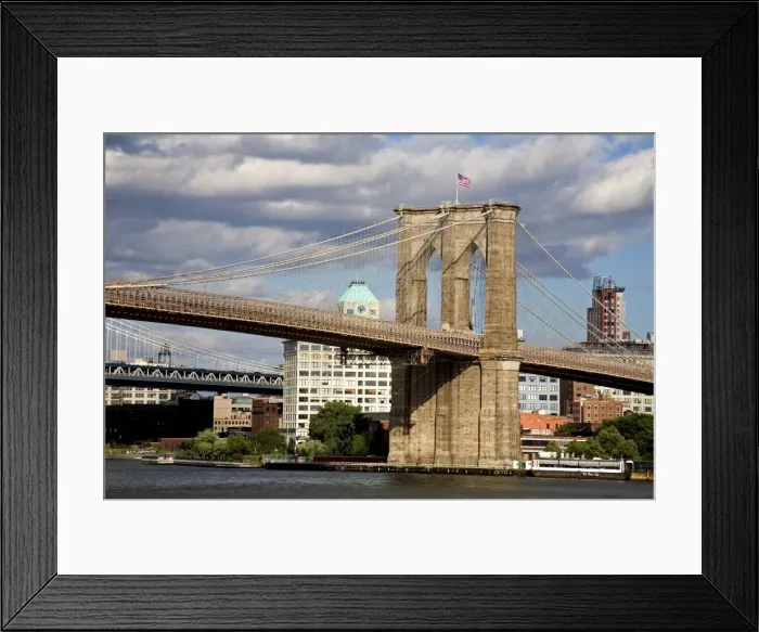Framed Print : Brooklyn Bridge and Brooklyn Heights skyline viewed Framed Print : Brooklyn Bridge and Brooklyn Heights skyline viewed