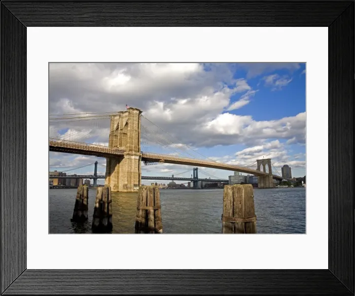 Framed Print : Brooklyn Bridge and Brooklyn Heights skyline viewed Framed Print : Brooklyn Bridge and Brooklyn Heights skyline viewed