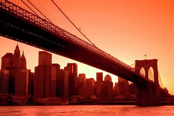 Brooklyn Bridge and Lower Manhattan Skyline viewed