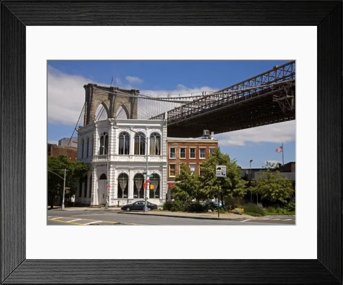 Framed Print : Fulton Historic District and Brooklyn Bridge Framed Print : Fulton Historic District and Brooklyn Bridge