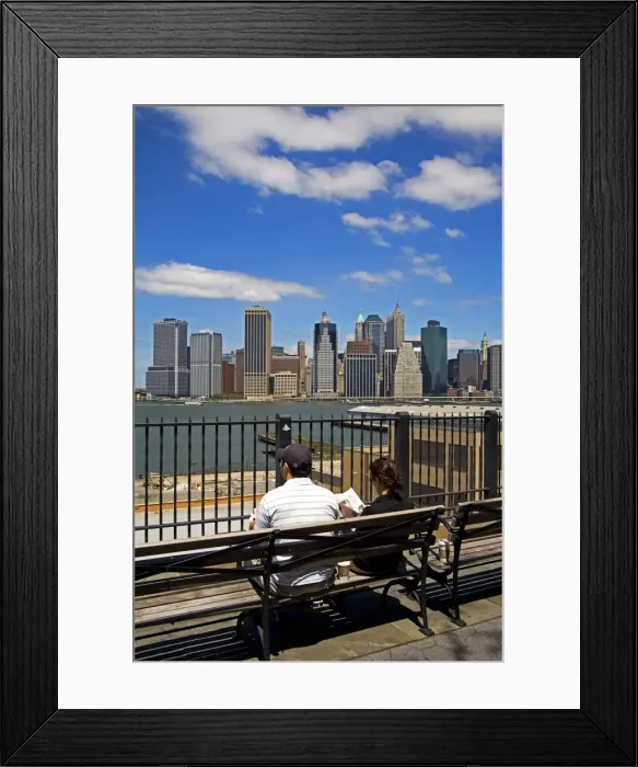 Framed Print : View of Lower Manhattan skyline from Brooklyn Heights Promenade Framed Print : View of Lower Manhattan skyline from Brooklyn Heights Promenade