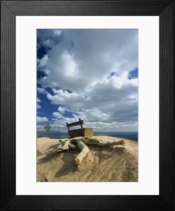 Framed Print : Wooden seat on the rim of the Amphitheatre Framed Print : Wooden seat on the rim of the Amphitheatre