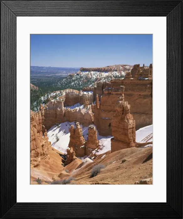 Framed Print : Snow on pinnacles and rock formations in the Bryce Framed Print : Snow on pinnacles and rock formations in the Bryce