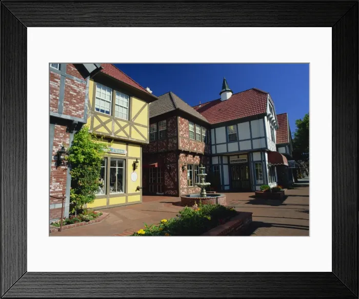 Framed Print : Timber frame houses and fountain showing Danish influence Framed Print : Timber frame houses and fountain showing Danish influence