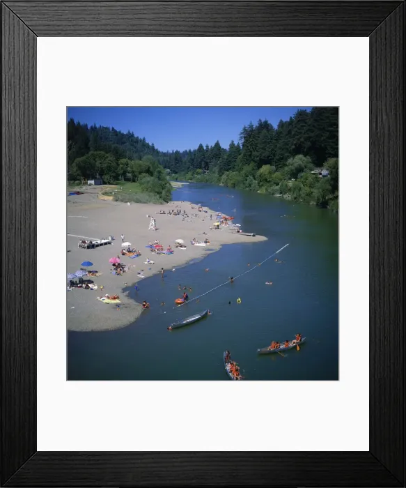 Framed Print : Aerial view over people boating and paddling in Framed Print : Aerial view over people boating and paddling in