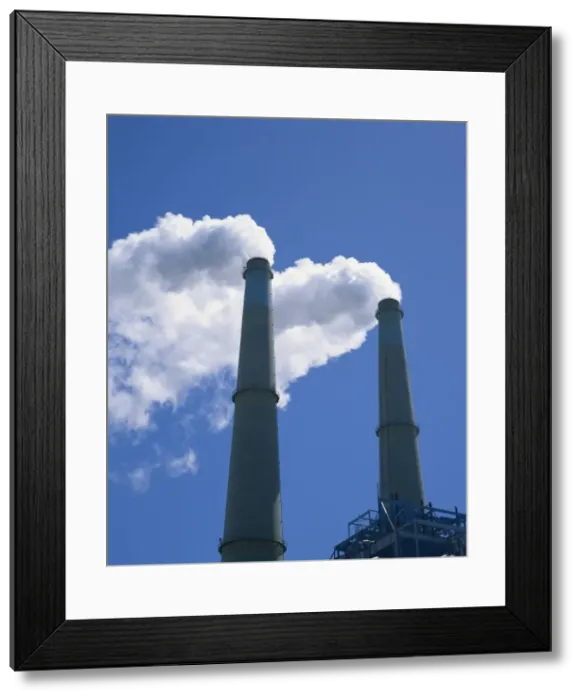 Framed Print : Pollution from smoking chimneys in California Framed Print : Pollution from smoking chimneys in California