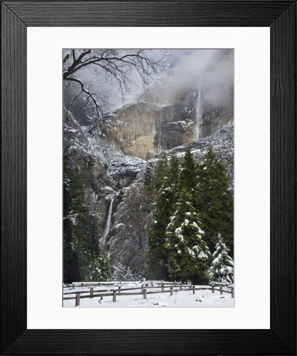 Framed Print : Fresh snow fall on Yosemite Falls Framed Print : Fresh snow fall on Yosemite Falls