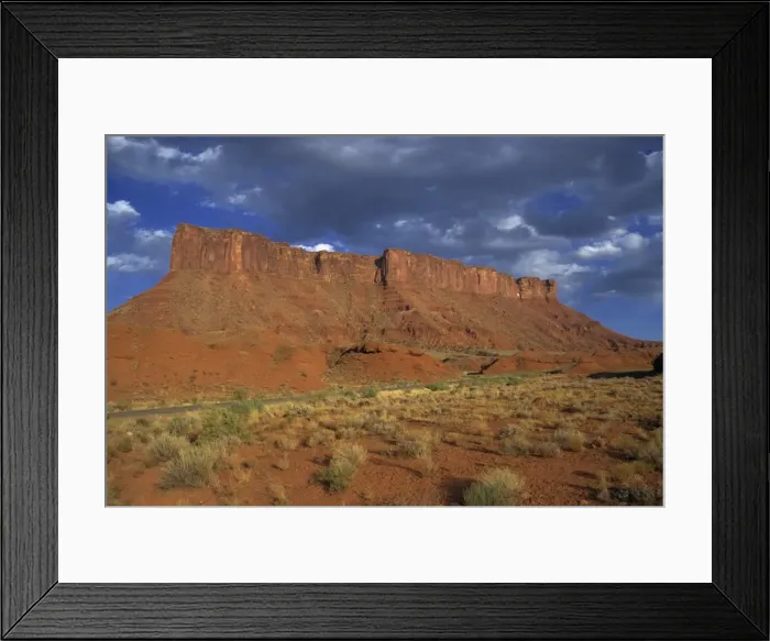 Framed Print : Indian Creek Valley with red sandstone cliffs in the background Framed Print : Indian Creek Valley with red sandstone cliffs in the background