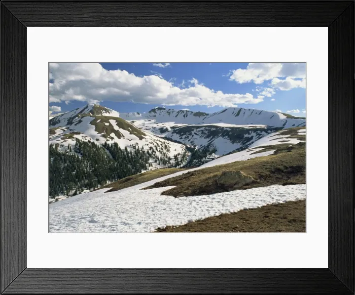 Framed Print : Snowy landscape in June