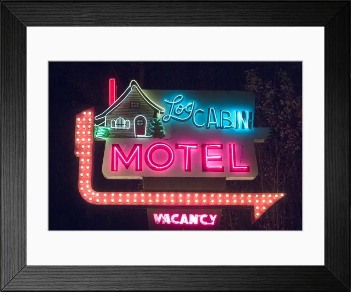 Framed Print : Log Cabin Motel Framed Print : Log Cabin Motel