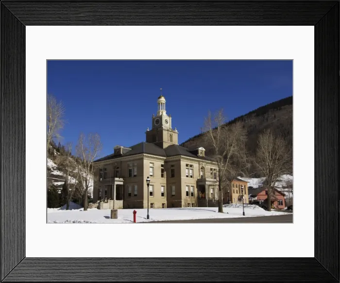 Framed Print : County Court House in the the Wild West old silver Framed Print : County Court House in the the Wild West old silver