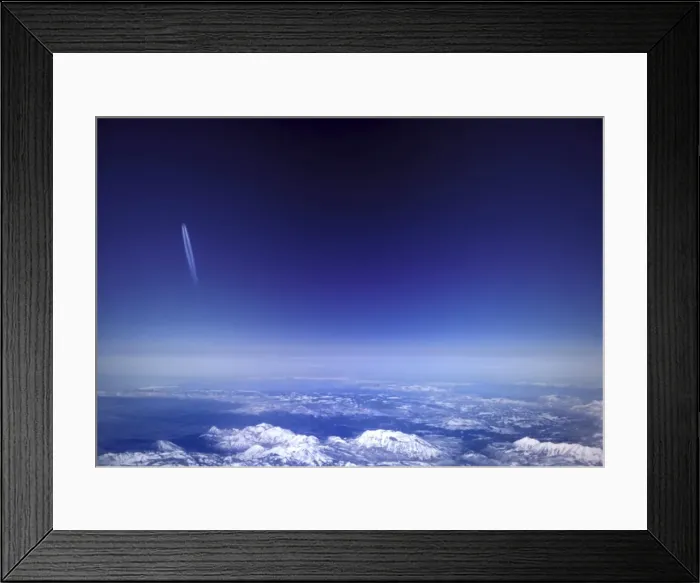 Framed Print : Aircraft vapour trails above clouds over Colorado Framed Print : Aircraft vapour trails above clouds over Colorado
