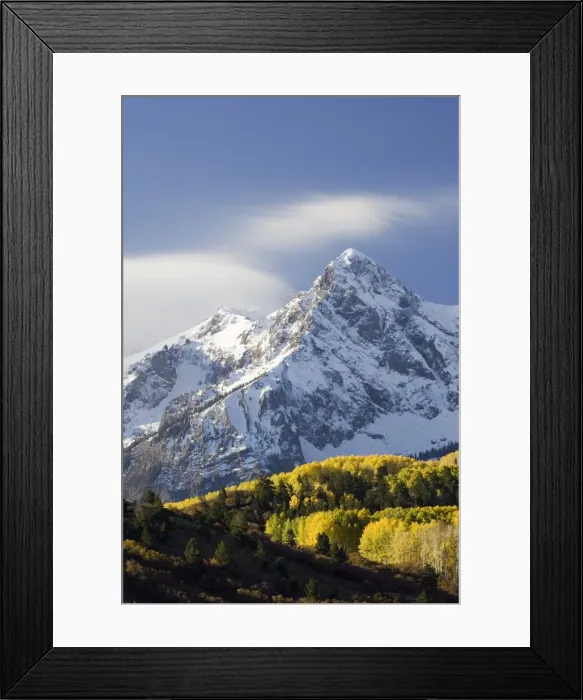 Framed Print : Snow capped mountain and fall colors Framed Print : Snow capped mountain and fall colors
