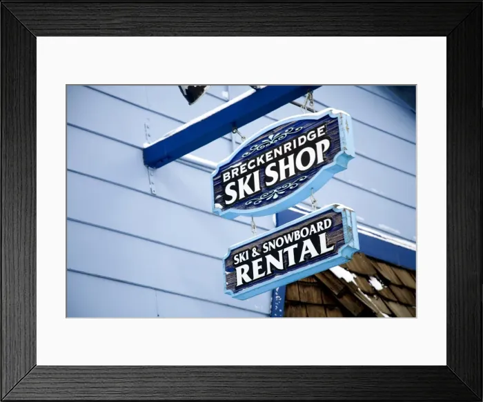 Framed Print : Sign outside ski rental store Framed Print : Sign outside ski rental store