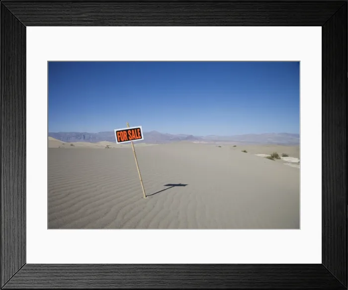 Framed Print : For Sale sign in desert Framed Print : For Sale sign in desert