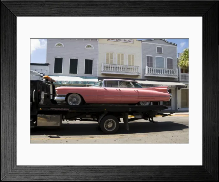 Framed Print : Pink Cadillac being transported Framed Print : Pink Cadillac being transported