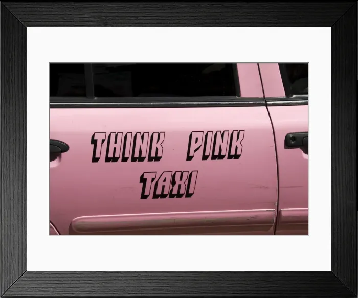 Framed Print : Pink taxi, Duval Street Framed Print : Pink taxi, Duval Street