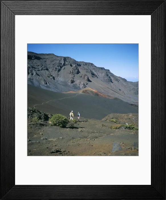 Framed Print : Tourists hiking inside Haleakala Crater Framed Print : Tourists hiking inside Haleakala Crater