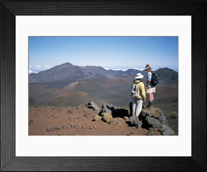 Framed Print : Couple on rim of Haleakala volcano Framed Print : Couple on rim of Haleakala volcano