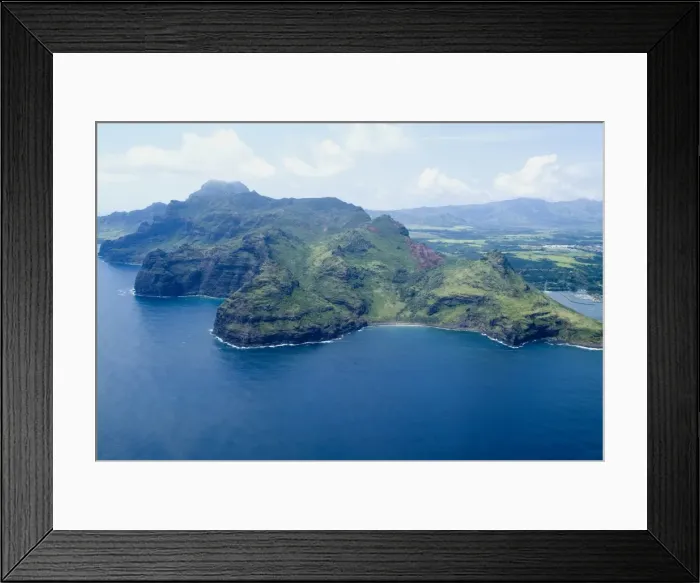 Framed Print : Aerial view of the south coast of the island of Kauai Framed Print : Aerial view of the south coast of the island of Kauai