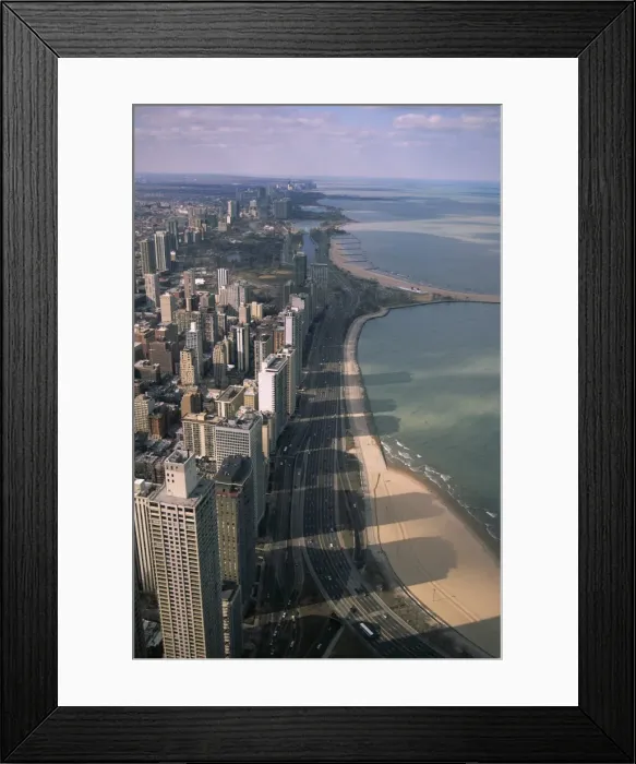 Framed Print : View north along shore of Lake Michigan from John Hancock Center Framed Print : View north along shore of Lake Michigan from John Hancock Center