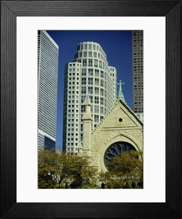 Framed Print : Holy Name Cathedral with tower blocks of the Near North Framed Print : Holy Name Cathedral with tower blocks of the Near North
