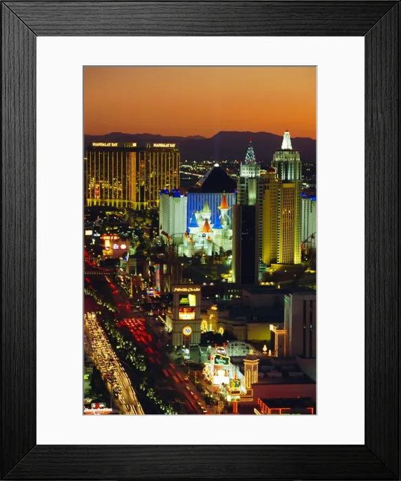 Framed Print : Elevated view of casinos on The Strip Framed Print : Elevated view of casinos on The Strip