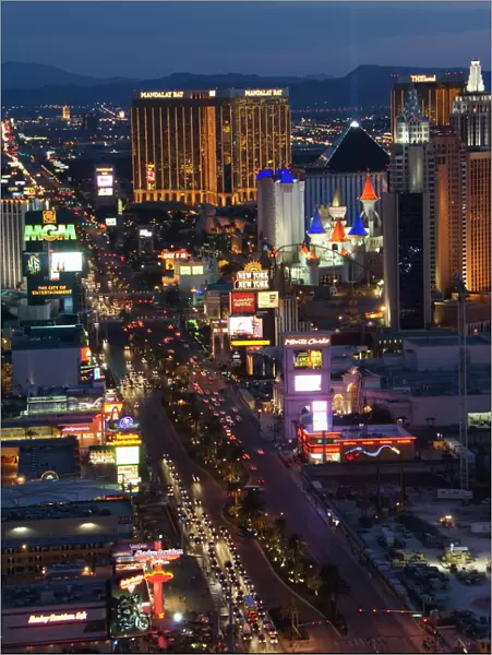 Neon lights of the The Strip at night