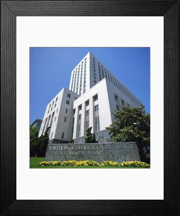 Framed Print : Sign and building of the Court House on North Spring Street Framed Print : Sign and building of the Court House on North Spring Street