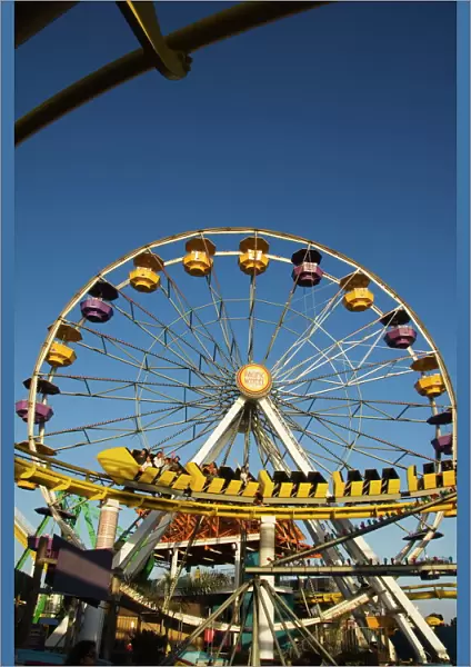 A rollercoaster at the Santa Monica Pier