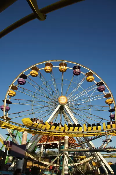A rollercoaster at the Santa Monica Pier