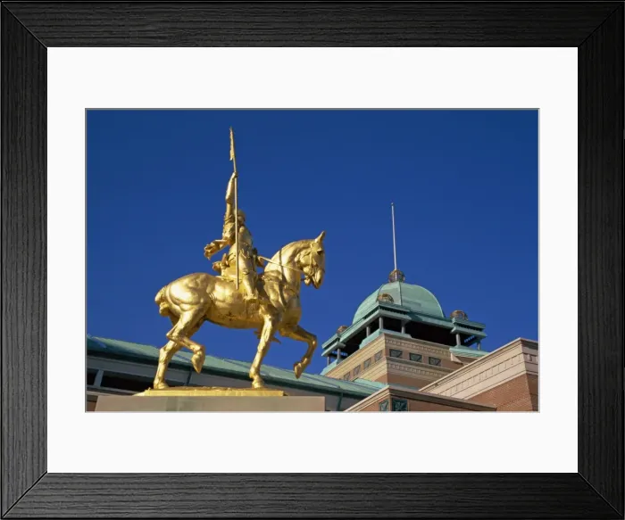 Framed Print : Golden statue of Joan of Arc on horseback Framed Print : Golden statue of Joan of Arc on horseback