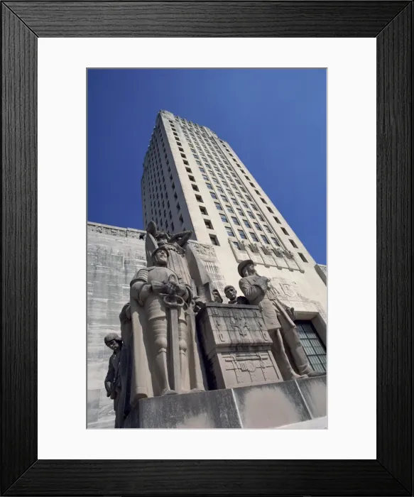 Framed Print : Military stone statues in front of the Louisiana State Framed Print : Military stone statues in front of the Louisiana State