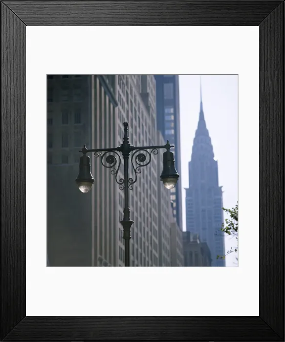 Framed Print : Street lamps and the Empire State Building Framed Print : Street lamps and the Empire State Building