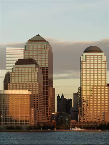 World Financial Center Buildings across the Hudson River at dusk