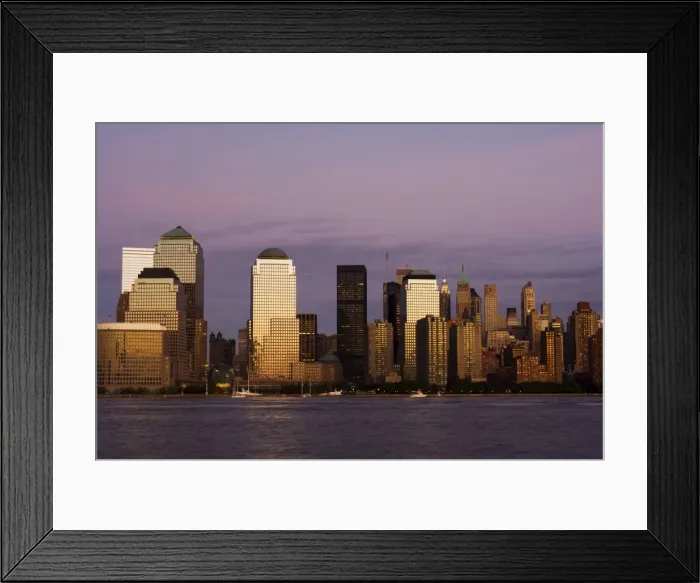 Framed Print : Lower Manhattan skyline across the Hudson River at dusk Framed Print : Lower Manhattan skyline across the Hudson River at dusk
