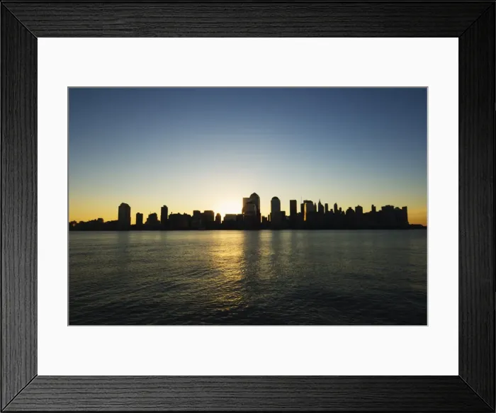Framed Print : Lower Manhattan skyline at dawn across the Hudson River Framed Print : Lower Manhattan skyline at dawn across the Hudson River