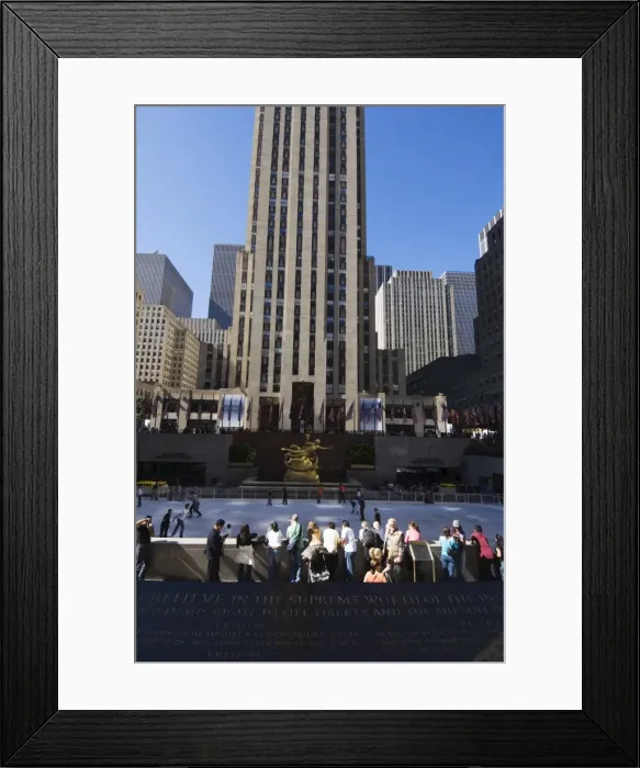 Framed Print : The Rockefeller Center with ice rink in the Plaza Framed Print : The Rockefeller Center with ice rink in the Plaza